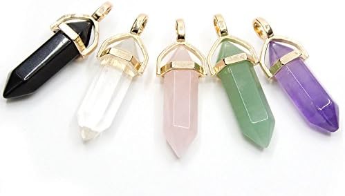 MONSTER DEAL 5 PCS Assorted Colors Genuine Natural Quartz Crystal Pendants For Jewelry Making