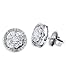 18K White Gold Round Baguette Diamond Stud title=