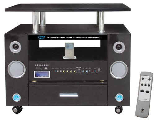 Pyle Home PTVC321 LCD TV Cabinet Dual Channel Home Theater System with iPod Docking Station