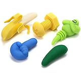 eWing 5-Pack Fun Wine Bottle Stoppers (Banana, Pickle, Bolt, Genie, Finger)