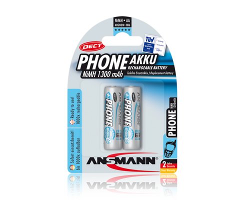 Ansmann 5030802 Mignon AA 1300mAh NiMH Akku 2er Set f&uuml;r DECT-Schnurlostelefon Preisvergleich