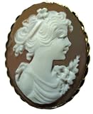 Romantica, Cameo Pin Pendant Italian Sardonyx Shell Master Carved Sterling Silver