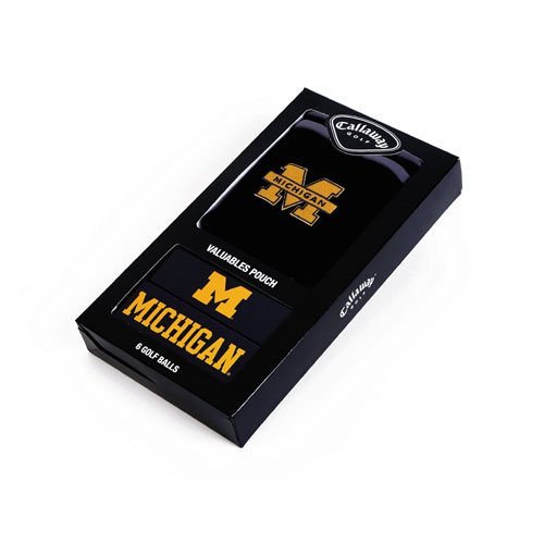 Michigan Wolverines NCAA Team Logo'd Golf Balls (6) and Embroidered Valuables Pouch by Callaway Golf