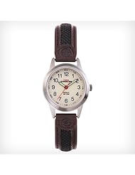 Timex T41181 Womens Expedition Metal Field Natural White Dial Nylon and Brown Leather Strap Stainless Steel Watch