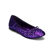 Cute Women's Ballet Flat Shoes Glitter Bow Purple