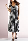 Per Una Cotton Rich Chevron Stripe Dress [T62-9687G-S]