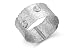 14K White Gold Matte and Hammered-Finish Hand-Crafted Cuff Bracelet, Enhanced with Color Stones Surrounded by White Gold Pave Set Diamonds.