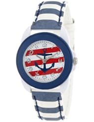 Sprout Womens ST/1051WTST Easy-to-Read Nautical Theme Dial Blue Stripe Tyvek Strap Watch