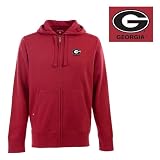 NCAA Men's Georgia Bulldogs Full Zip Hoodie (Dark Red, Large)