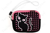 Stylish Pink Cat Protective Neoprene Rubber Camera Bag with Hand Strap