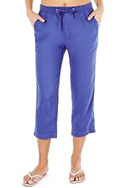 Pure Linen Cropped Beach Trousers