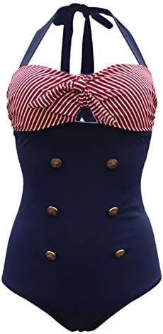 iRachel Womens Vintage One Piece Swimsuit Retro Bikini Monokinis Swimwear