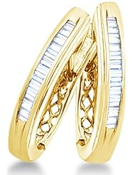 White or Yellow Gold Baguette Channel Set Diamond U Shape Earrings (1.0 cttw)