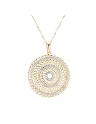 18k Yellow Gold Plated Diamond Accent Two-Tone Pendant Necklace, 18"