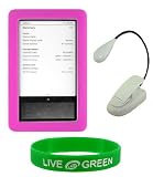 Magenta Silicone Skin Case and Book light for Barnes & Noble nook E-Reader Reading Device (nook NOT Included)