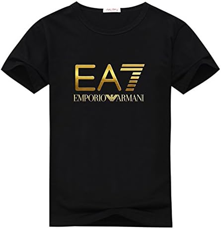 Hernandey Women's Classic Armani EA7 Logo Crew Neck Short Sleeve Tee M Black