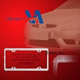 Chrome Coating Metal With Double Row White Crystal License Plate Frame