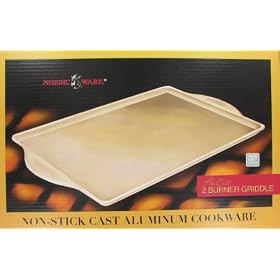 Click here to buy Nordic Ware Pro-Cast Gold Non-Stick Aluminum 2 Burner Griddle by Nordic Ware.