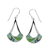 Boma Sterling Silver Abalone, Green Turquoise and Green Mother-of-Pearl Open Teardrop Earring