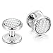 INBLUE Men's Rhodium Plated Carbon Fiber Cufflinks Silver Tone White Stud Set Tuxedo