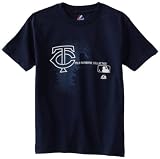 MLB Boys' Minnesota Twins Change Up Short Sleeve Basic Tee by Majestic (Athletic Navy, Small)
