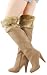 Belva02 Fur Cuff OTK High Heel Boots TAN