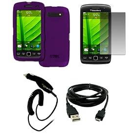 EMPIRE BlackBerry Torch 9850 9860 Purple Rubberized Hard Case Cover + Screen Protector + Car... by
