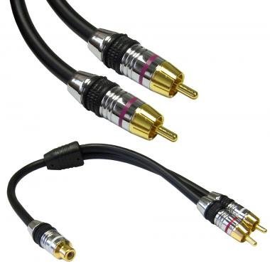 Premium Grade Subwoofer Cable with Adaptor, 100 ft. Premium Subwoofer Cable, Premium Subwoofer Cable