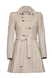 Anastasia-Beige Womens Wool Military Belted Winter Coat