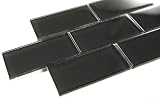 3x6 Black Glass Mosaic Tile - Bathroom Tile & Kitchen Backsplash Tile (price per square feet, 8 pieces)