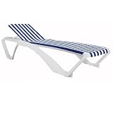 from Marina Marina Sun Lounger - White Frame with Blue and white Stripe Canvas Material