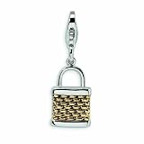 Amore La Vita Sterling Silver With Gold-Plate Fishing Basket With Lobster Clasp Charm