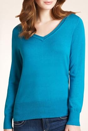 V-Neck Long Sleeve Plain Jumper [T38-5387-S]