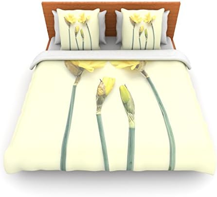 Kess InHouse Debbra Obertanec "Springtime Yellow" Tulip Queen Fleece Duvet Cover, 88 by 88-Inch