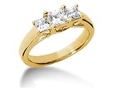0.80CTW Trellis Three Stone Princess Cut Diamond Ring in 14k Yellow Gold