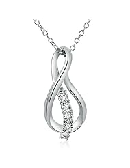 Journey Diamond Infinity Pendant-Necklace in Sterling Silver on an 18" Chain .04cttw