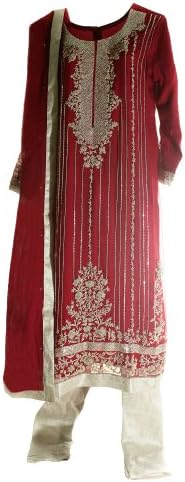 Red and Silver Churidar Wedding Outfit (Large)