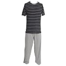 Mens Striped Short Sleeve Crew Neck Top & Trousers Pyjama/Nightwear Set