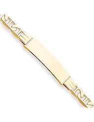 14K Yellow Gold Anchor Link ID Bracelet With Lobster Clasp - 8 Inch
