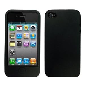 Apple Iphone 4g Premium Soft Silicone Rubber Black Phone Protector Skin Cover Case
