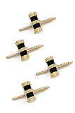 Solid 14K Gold and Onyx Stud Set (4)