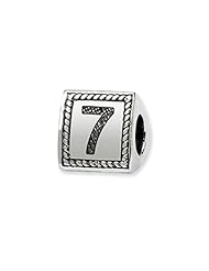 Triangle Block, Number 7 Charm in Silver For 3mm Charm Bracelets