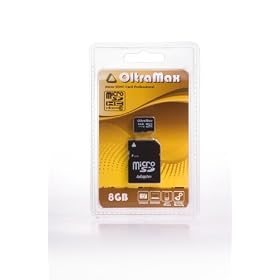 OltraMax Micro SDHC 8GB Class 10 Card with Adapter, Packaged