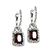 Emerald Cut Garnet & Clear CZ Removable Hoop Dangle Earrings - Sterling Silver