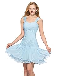 A-line Sweetheart Chiffon Beaded Lace Open-Back  Cocktail Short Evening Dress/Homecoming Dress/Prom Dress  With Ruffles