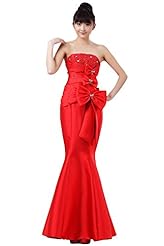 Strapless Sequined  Crepe/Satin Evening Dress  With a Bow(s)