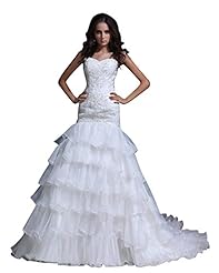 Floor Length Sweetheart Organza Lace Natural   Waistline Mermaid  Dress