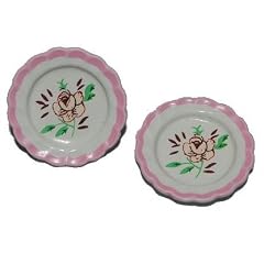 2 Teller mit Blumenmotiv aus Porzellan Keramik Geschirr K�che Miniatur f�r Puppenstube Puppenhaus Ma�stab 1:12