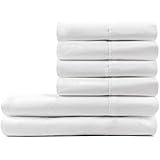 D. Charles 300 Thread Count Percale 100% Combed Cotton Sheet Set with Extra Bonus pillowcases (Full, White)