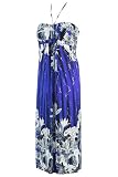 Blue, White & Grey Orchid Border Print Maxi Dress